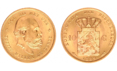 Olanda, Guglielmo 10 Gulden 1889 FDC